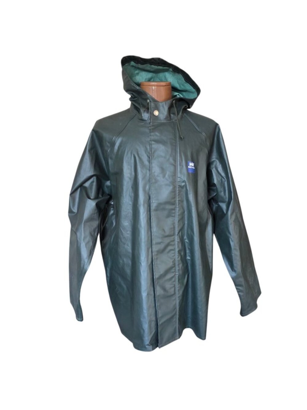 Vintage Helly Hansen Green Hooded Rain Jacket XL